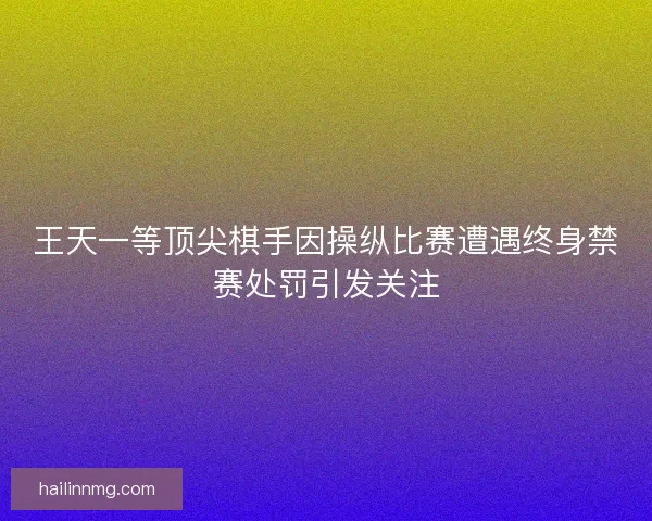 王天一等顶尖棋手因操纵比赛遭遇终身禁赛处罚引发关注 王天一等顶尖棋手因操纵比赛遭遇终身禁赛处罚引发关注