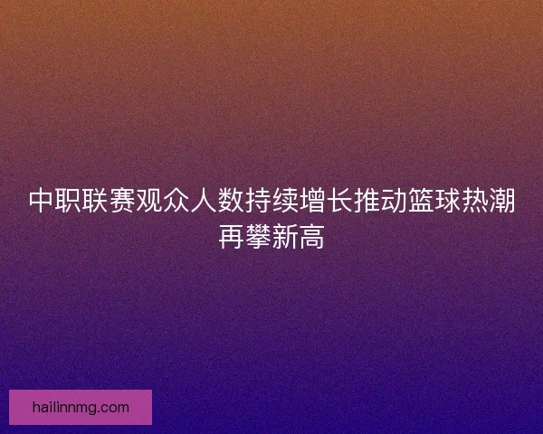 中职联赛观众人数持续增长推动篮球热潮再攀新高